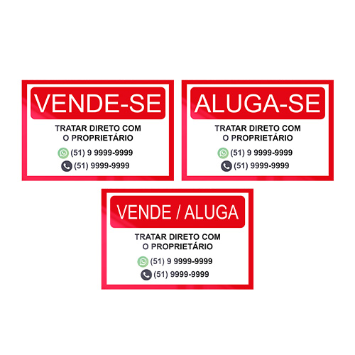 Placa-Aluga-ou-Vende--em-PS-1mm-30x40-adesivada-30-x-40-Frente-colorida-(4x0)-Placa