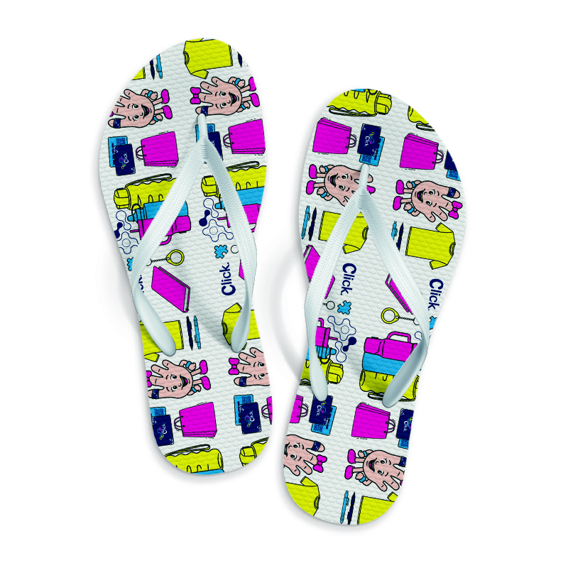 Chinelos personalizados com superfície em tecido